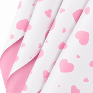 Homepixi Pack of 10 Pink Heart Bouquet Wrapping Sheets with Free Ribbon, Waterproof Korean Flower Bouquet Wrapping Paper for Birthday, Wedding & Gift Packing