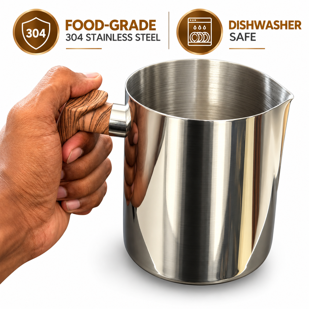 Stainless Steel Milk Frothing Pitcher 600ml - Image 5