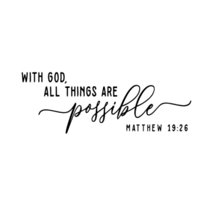 Bible Verse Wall Sticker Featuring Matthew 19:26 Scripture