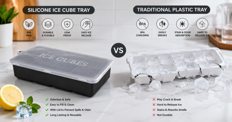 silicone ice cube tray vs plastic ice tray comparison
